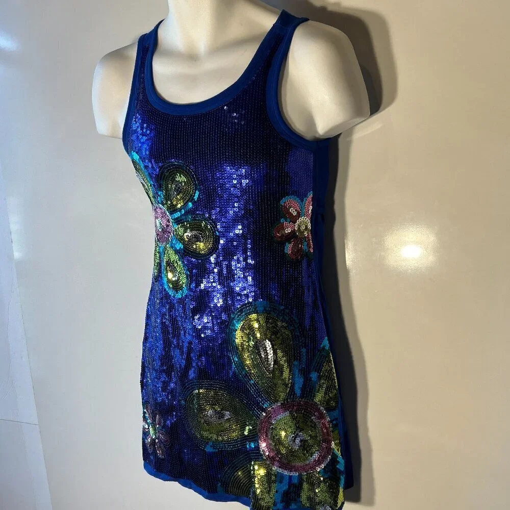Justice SZ 14 Bright Sequin Dress Mod Flowers Dressy Party Special event Wedding